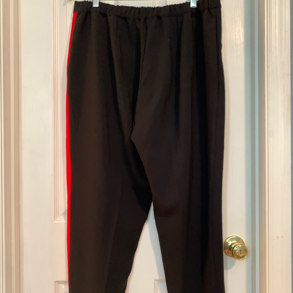 Marina Rinaldi Black Trousers and Red-White Side Stripe - Picture 5 of 7